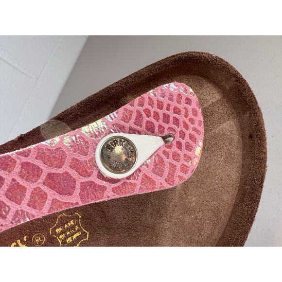 Birkenstock Gizeh Women’s 11 US 42 EU Snake Metallic Pink Rose Gold Sandals NWOB - Picture 7 of 16